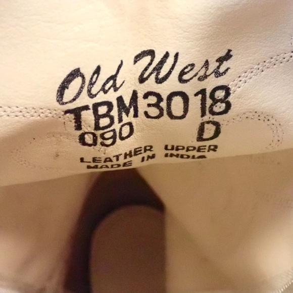 Old West Mens Cowboy Boots Western Tan Leather Suede Size 9 D - Picture 9 of 11